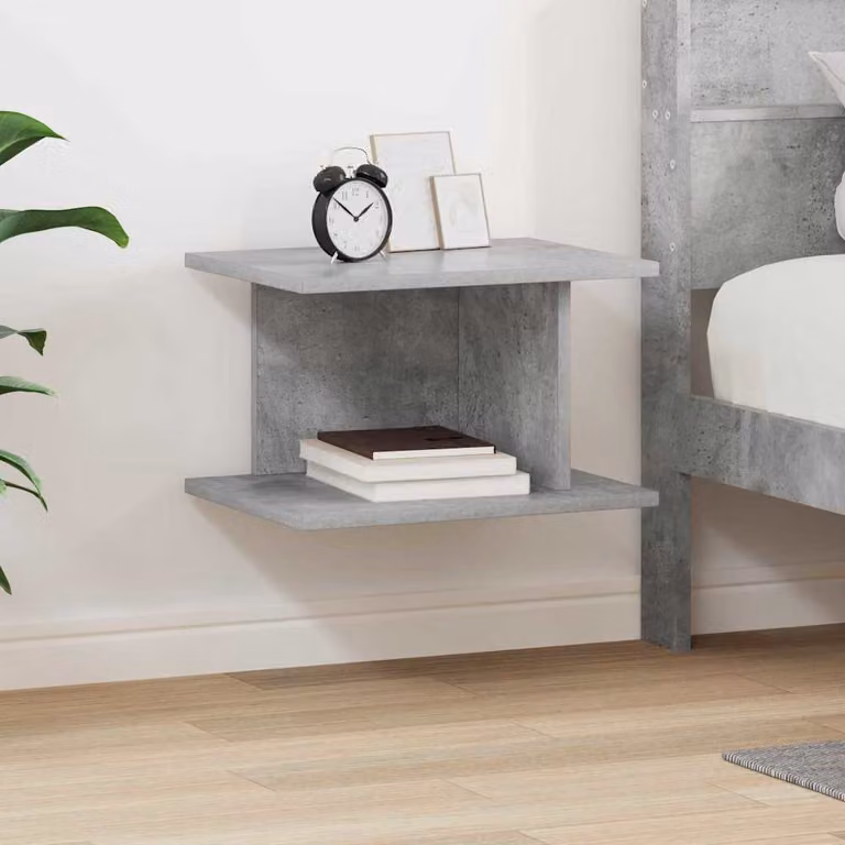 Comodino moderno vidaXL in legno MDF grigio cemento, sospeso, L 40 x P 30 x H 25 cm