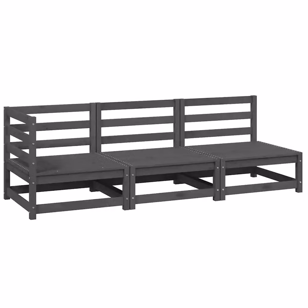 vidaXL Set di Divani da Giardino a L in Legno di Pino con Cuscini Grigi – 2