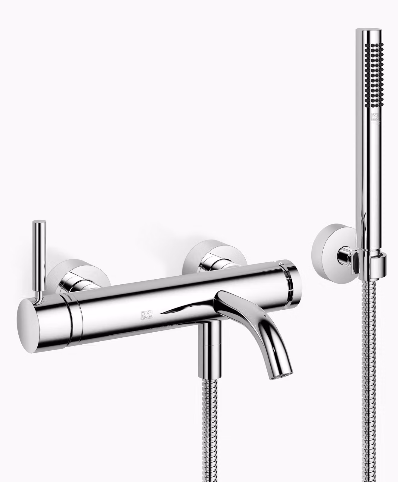 Dornbracht META Mitigeur monocommandé pour bain, pour montage mural, avec flexible de douche, saillie 202mm, 33233660-00, 33233660-00