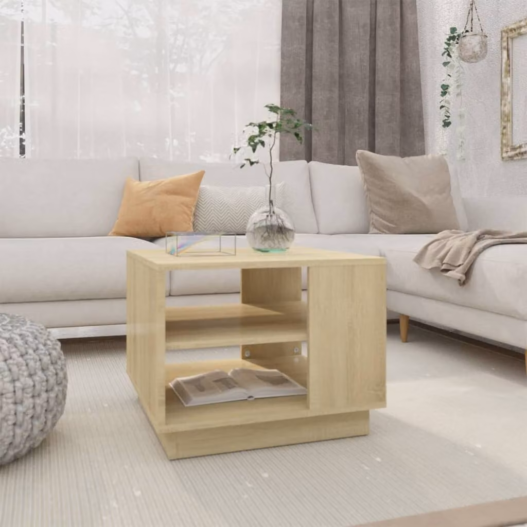 vidaXL Tavolino in rovere Sonoma 55x55x43 cm Materiale a base di legno - Tavolino - Tavoli da caffè - Tavolo da soggiorno - Tavolo da divano
