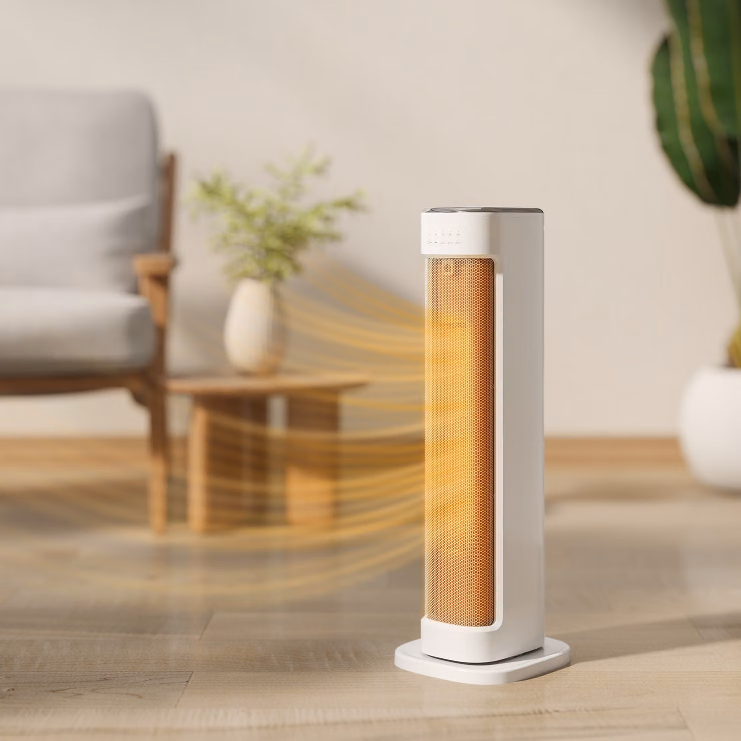 Termoventilatore in ceramica HOMCOM da 2000W con 3 temperature regolabili, timer 15H e telecomando, Bianco – 2