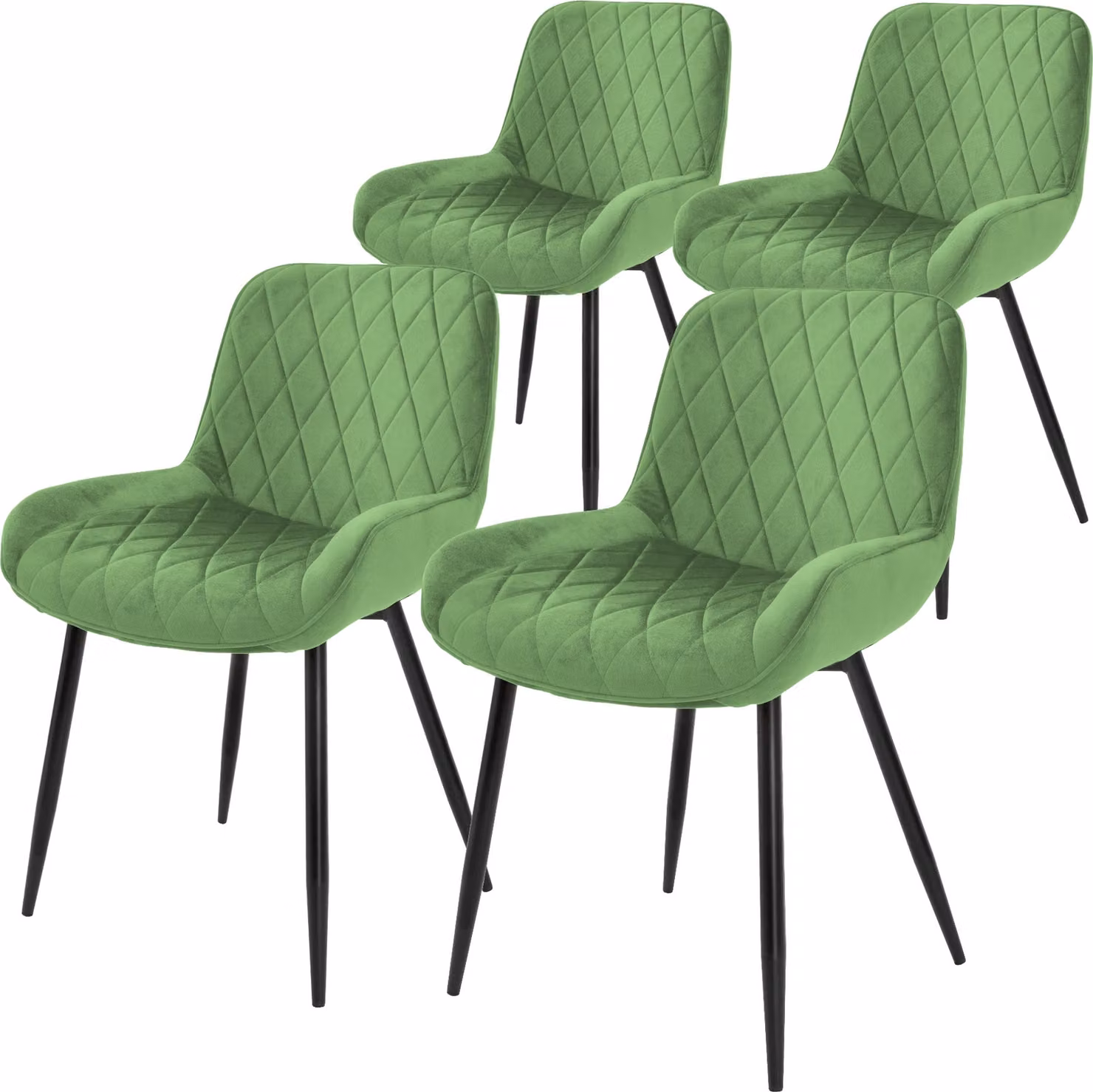 ML-Design set di 4 sedie da pranzo con schienale e braccioli, salvia, seduta in velluto, sedia imbottita con gambe in metallo