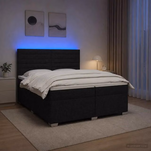 Letto box spring vidaXL con materasso a molle insacchettate e base contenitore, colore nero, L/P/H: 200 x 200 x 140,5 cm