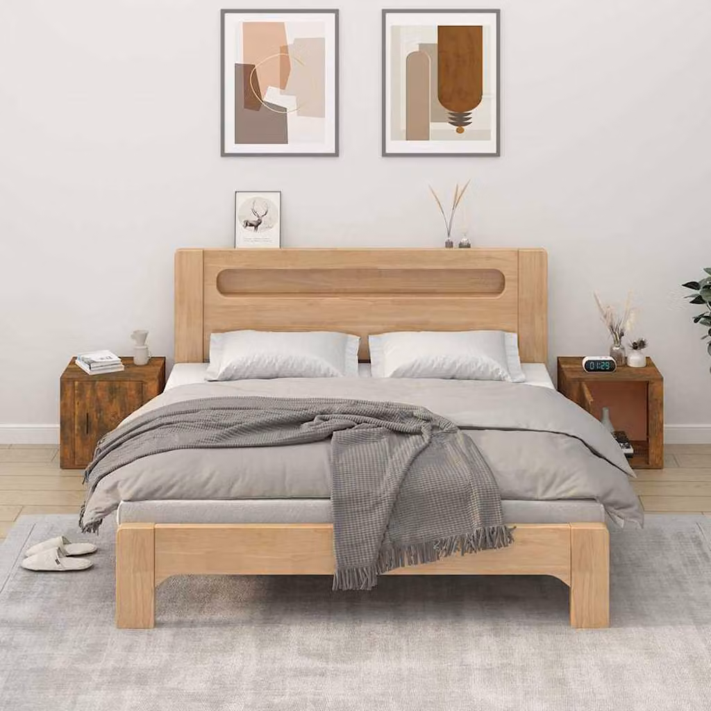 Set di 2 comodini moderni vidaXL in rovere fumo, L: 50 cm, P: 39 cm, H: 47 cm