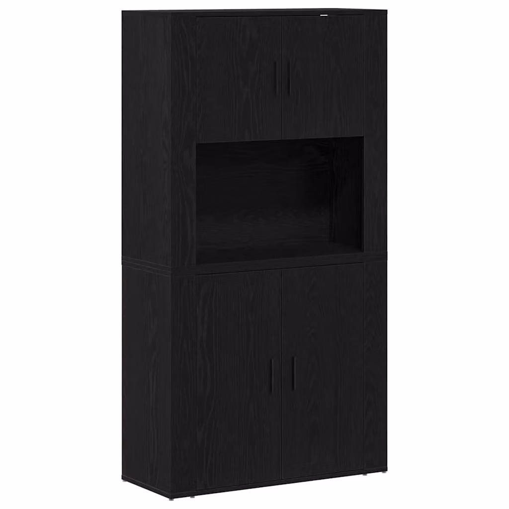 Credenza moderna vidaXL in MDF e metallo, colore nero, L 80 cm x P 33 cm x H 150 cm – 2