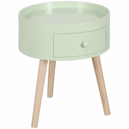 HOMCOM Tavolino da caffè - Tavolino rotondo con cassetto, Verde