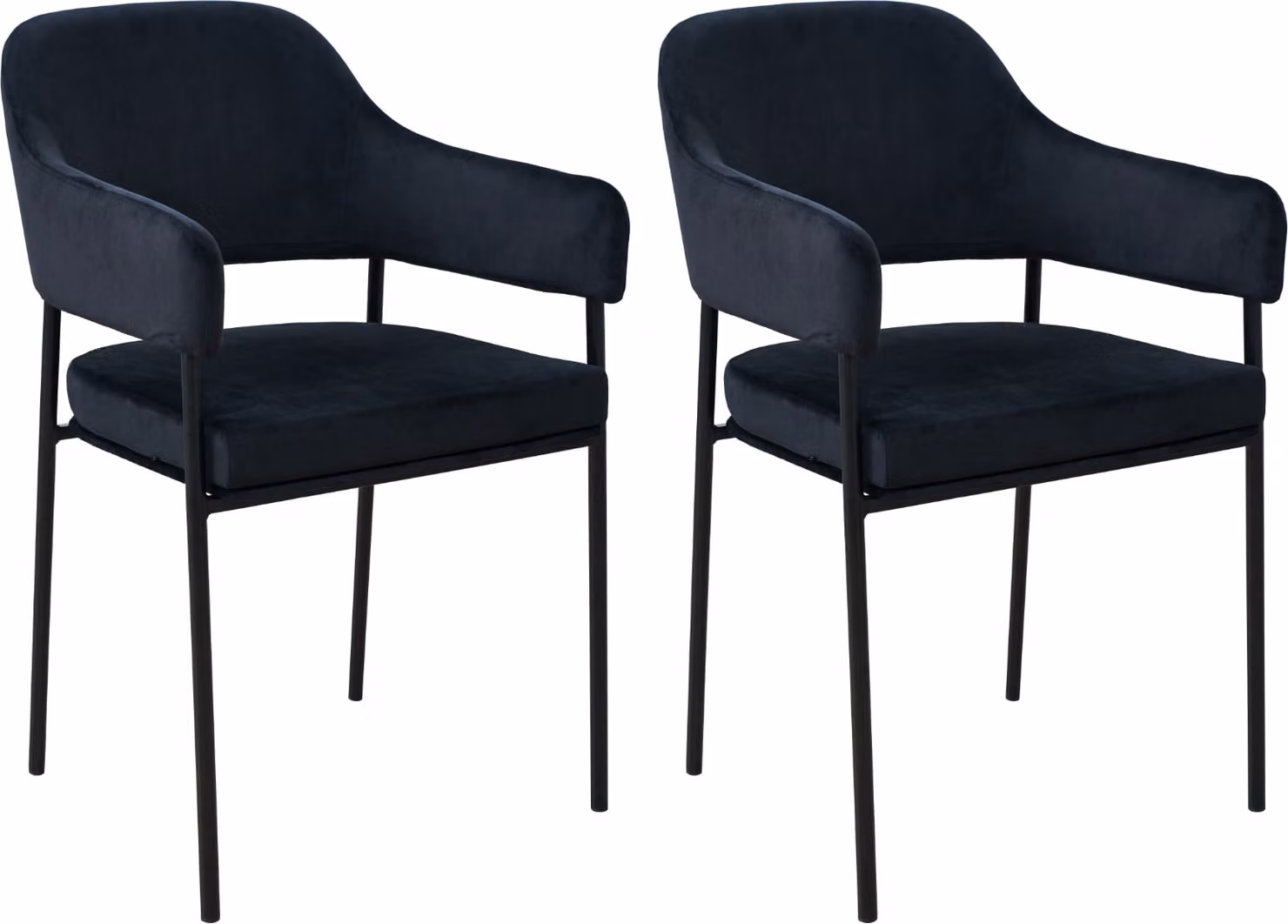 SVITA SCARLETT Set da 2 sedie da pranzo, sedia con braccioli, sedia imbottita, velluto nero