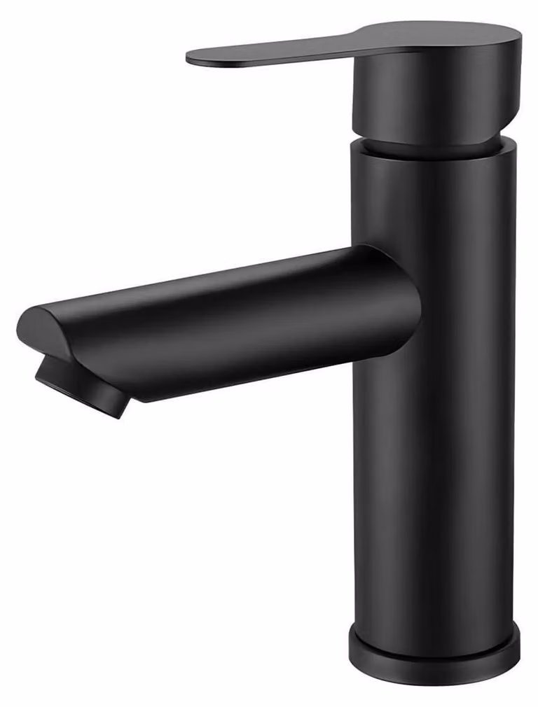 Miscelatore monocomando nero opaco per lavabo, con funzione di acqua calda e fredda, ideale per bagni per ospiti