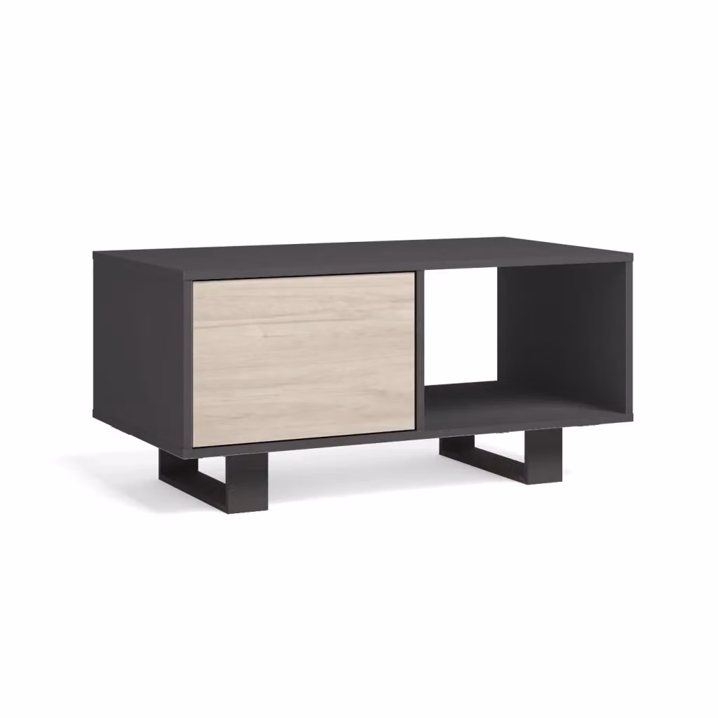Tavolino con anta per sala da pranzo SKRAUT HOME modello WIND RF1010, colore Grigio Antracite e Rovere, L/P/H: 92 x 50 x 45 cm – 2