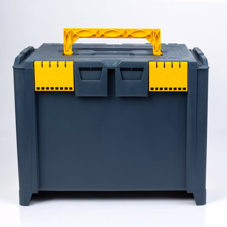 Cassa portautensili "L" ordinabile e impilabile – Cassetta portautensili in plastica collegabile con elevata capacità – con coperchio chiudibile a chiave – Adatta per sistemi impilabili e carrelli – 468 × 338 × 375 mm [10982C]
