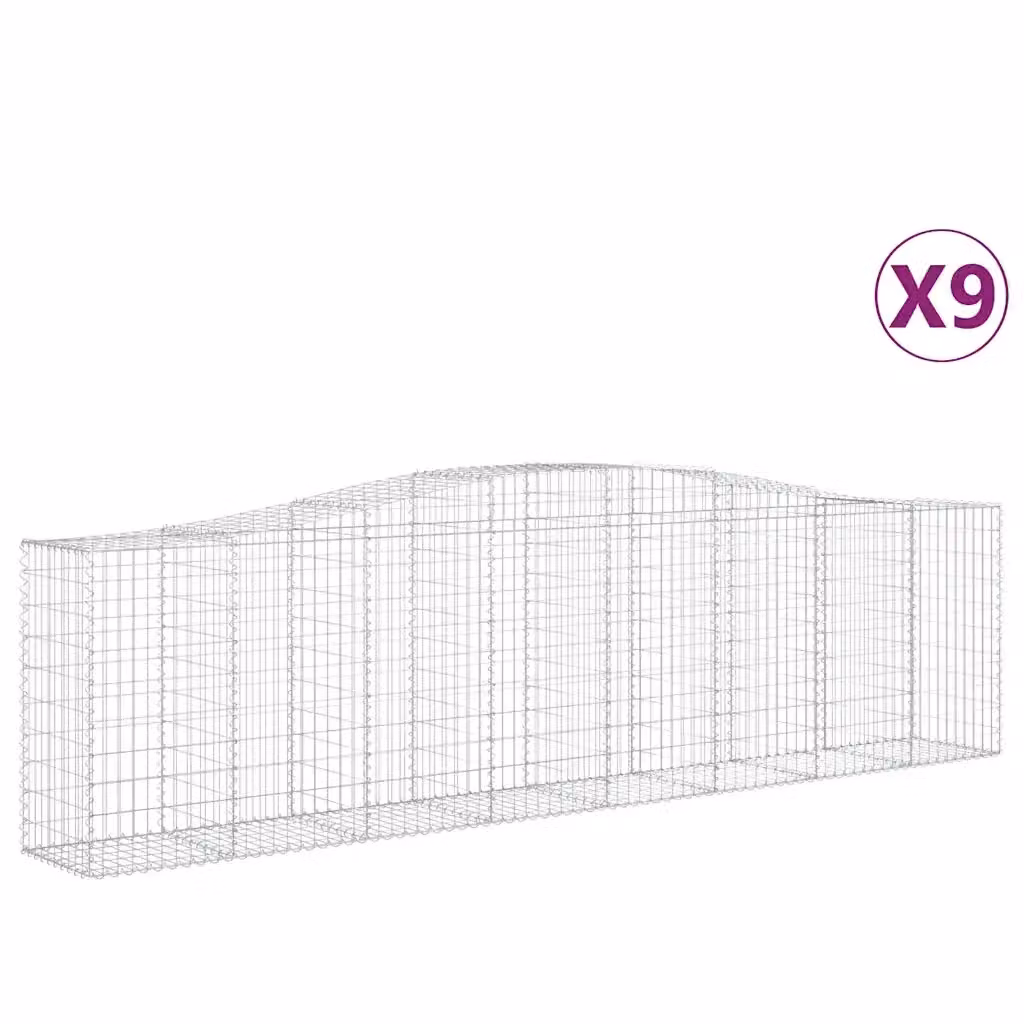 Set di 9 Cesti Gabbioni ad Arco Videx in Acciaio Zincato Colore Argento L: 400 cm, P: 50 cm, H: 100/120 cm – 2