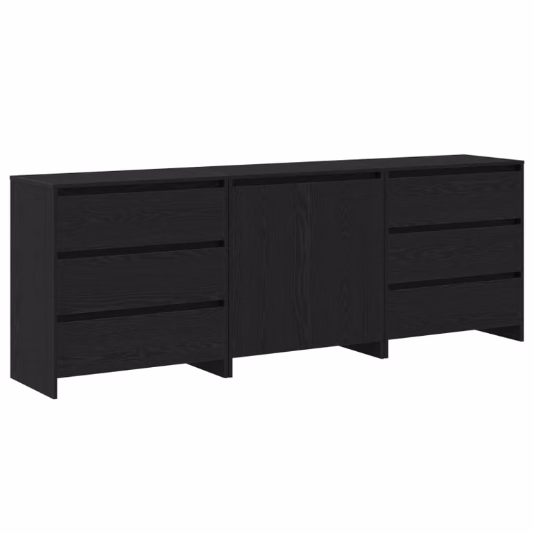 Credenza moderna vidaXL in 3 pezzi nero in legno ingegnerizzato MDF L: 70 cm, P: 41 cm, H: 75 cm