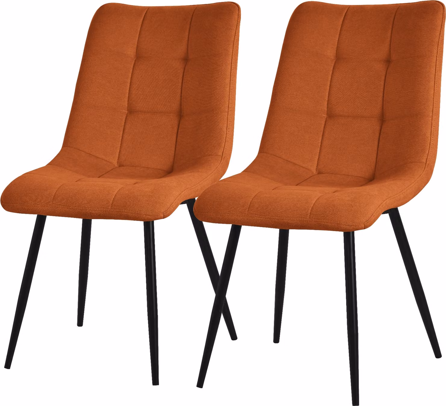 ML-Design set di 2 sedie da sala da pranzo arancione, sedie da soggiorno con rivestimento in tessuto e gambe in metallo, sedie da cucina con schienale