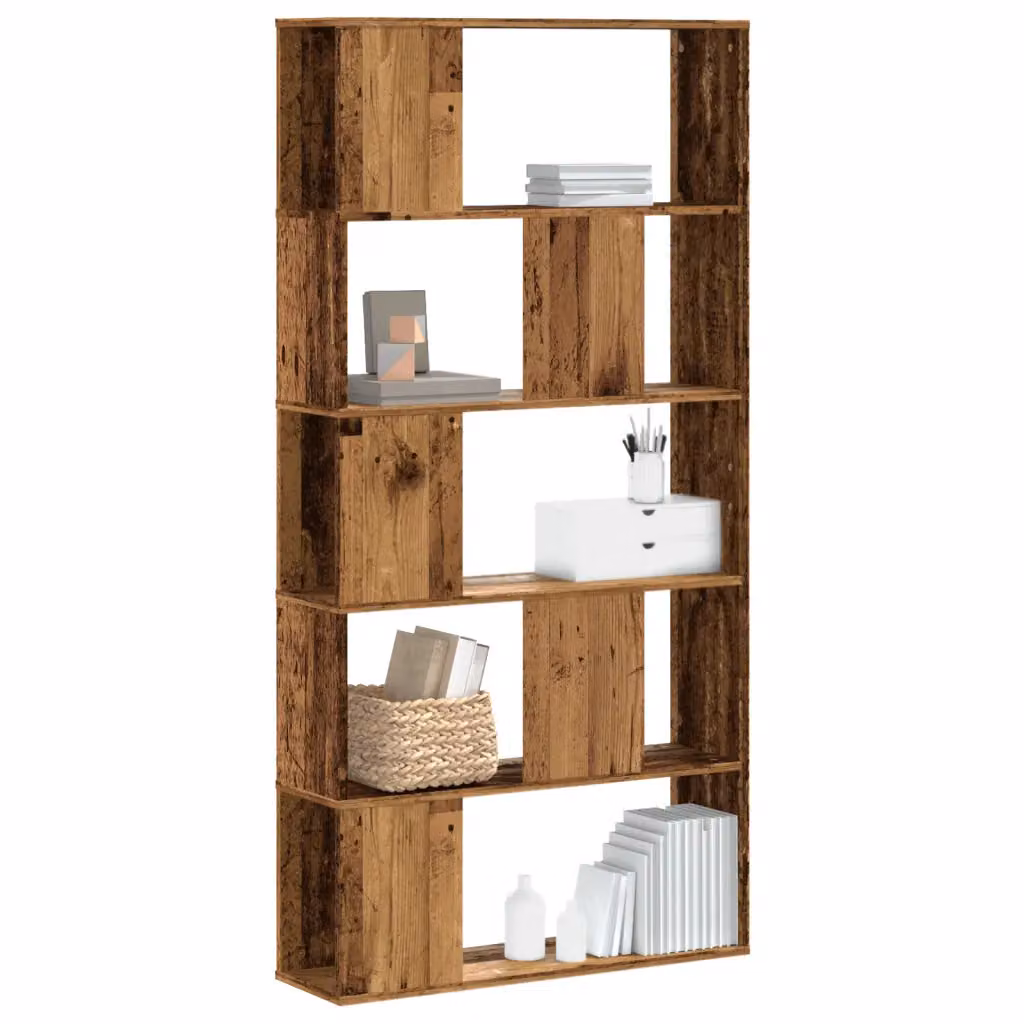 Libreria vidaXL con 5 Ripiani in Legno Vecchio Marrone, Design Minimalista per Soggiorno o Ufficio, L: 80,5 cm, P: 23,5 cm, H: 162,5 cm