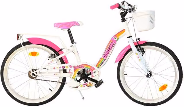 Bicicletta per bambina Dino Bikes Unicorn in metallo multicolore e bianca 20"