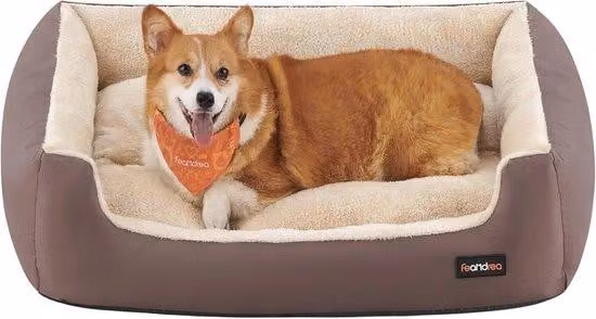 Cuccia reversibile per cani con cuscino morbido, marrone, 85x65 cm