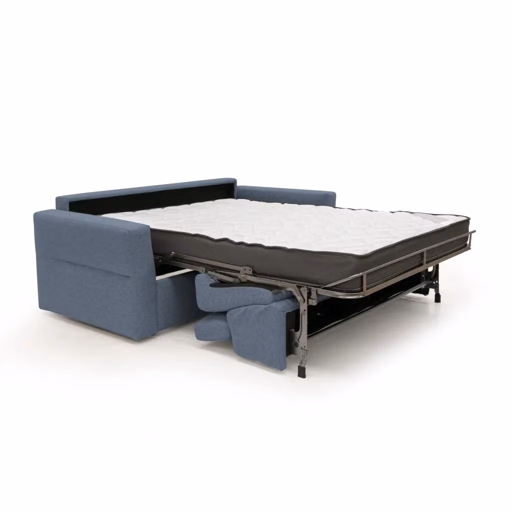 Divani.Store Avalon Divano Letto Moderno in Tessuto Blu con Materasso in Schiuma L/P/H: 180 x 120 x 18 cm – 2