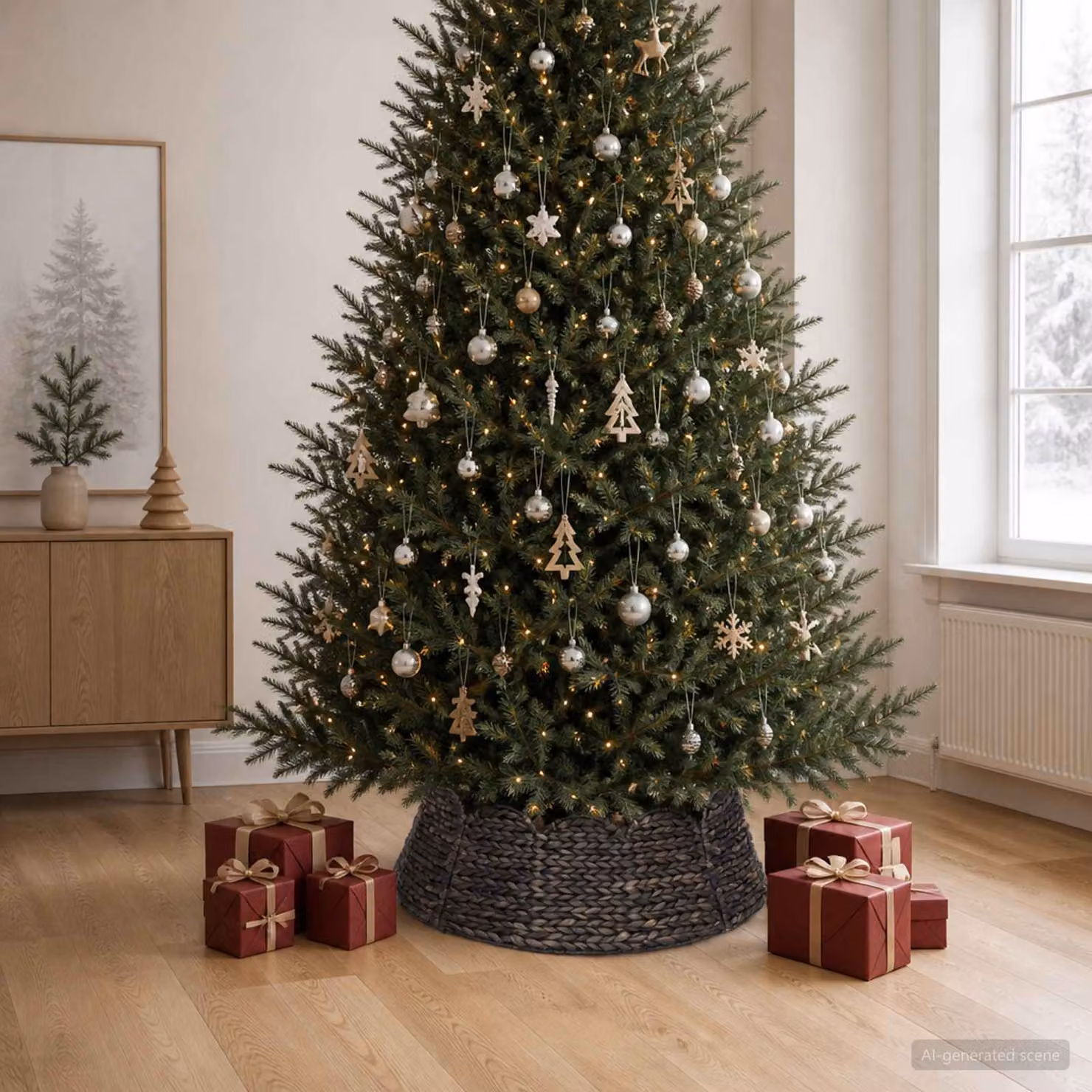 vidaXL Collare per Albero di Natale Rotondo Nero Ø 90 x 28 cm