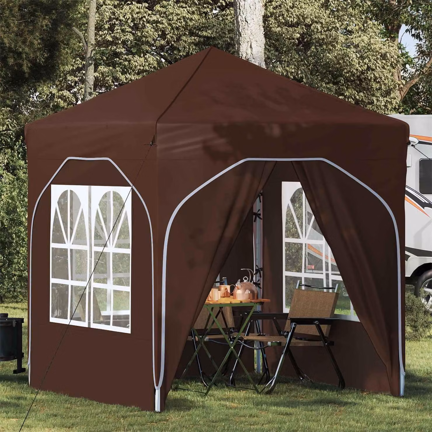Maison Exclusive - Tenda pop-up per feste, 192 x 192 x 245 cm, colore marrone