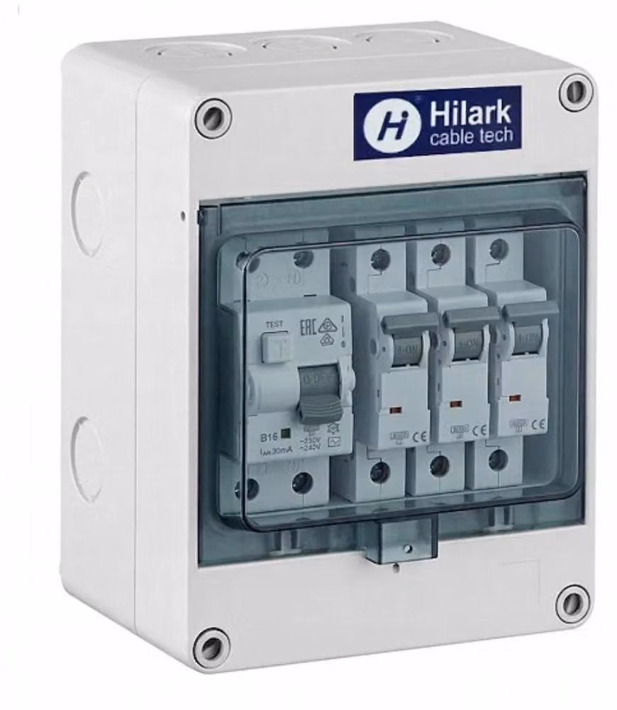 Quadro di distribuzione per cantiere da parete, grado di protezione IP65, con interruttore differenziale monofase e interruttore automatico tripolare 3P da 16A