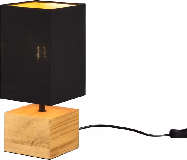 Lampada da tavolo LED Woody Trio Trio Leuchten nera con legno, forma quadrata, 30 cm