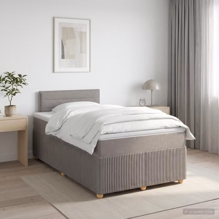 vidaXL Letto box spring con materasso Tortora 120 x 190 cm Tessuto