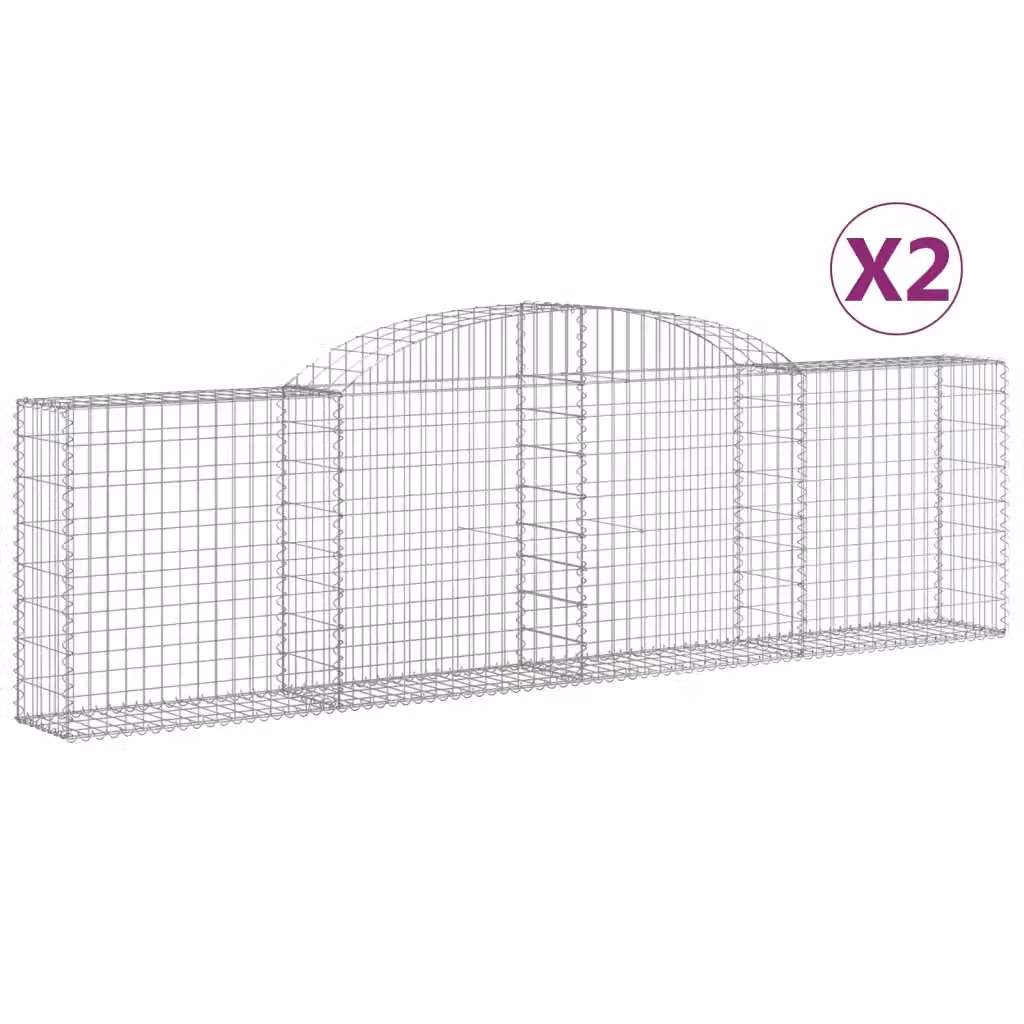 Set di 2 Cesti Gabbioni ad Arco vidaXL in Acciaio Zincato Grigio L: 300 cm, P: 30 cm, H: 80-100 cm – 2