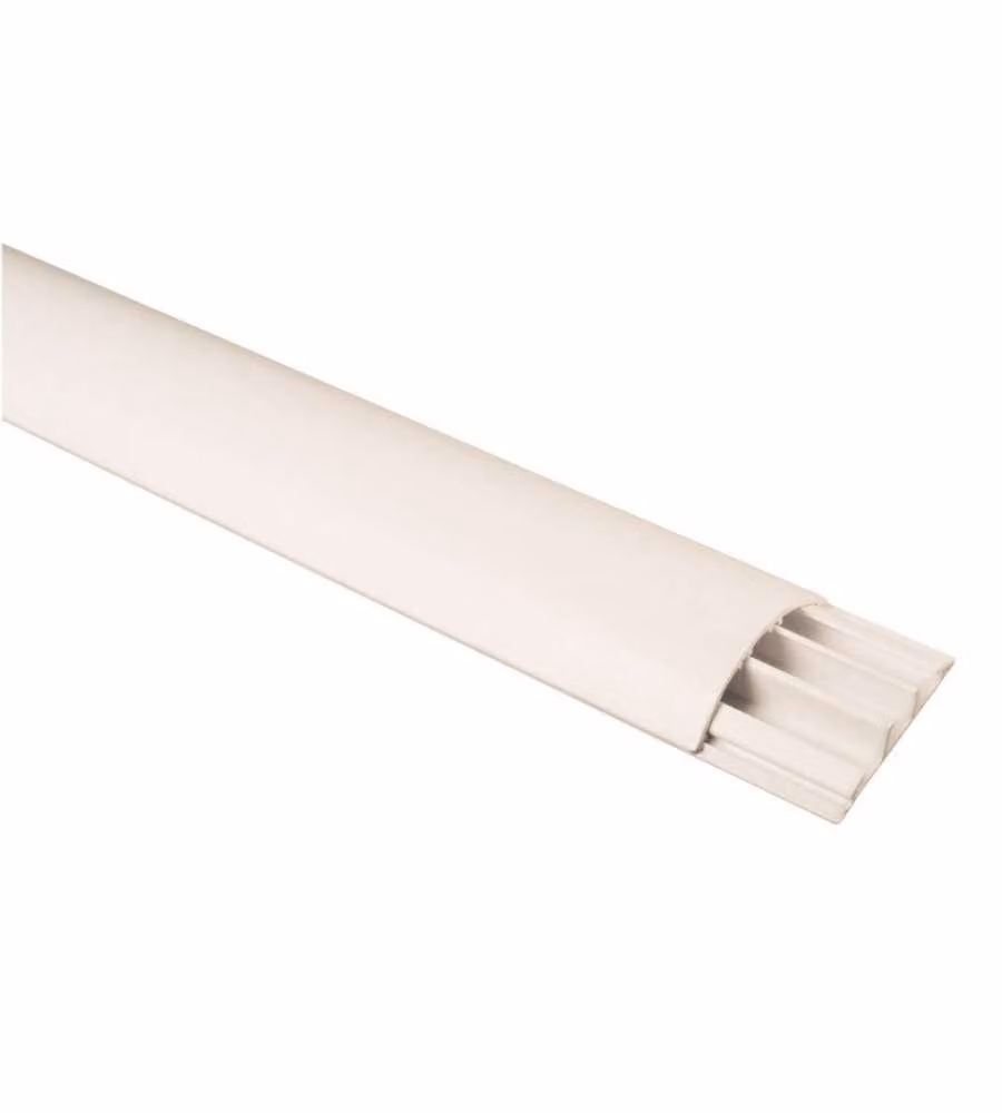 Canalina elettrica piatta a 3 vie Poly Pool in plastica bianca, L: 200 cm, H: 6,9 cm