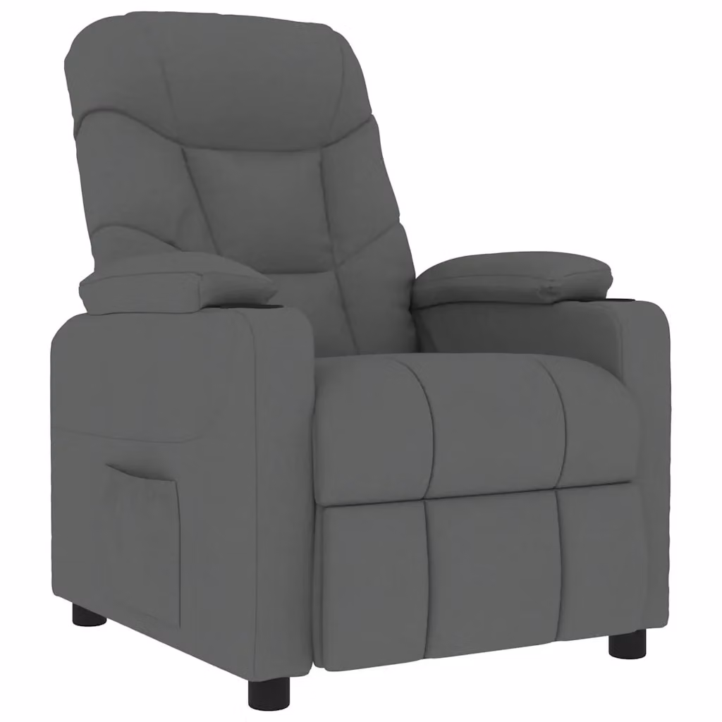 Poltrona Relax Recliner vidaXL in Tessuto Grigio con Braccioli e Struttura Imbottita – 2