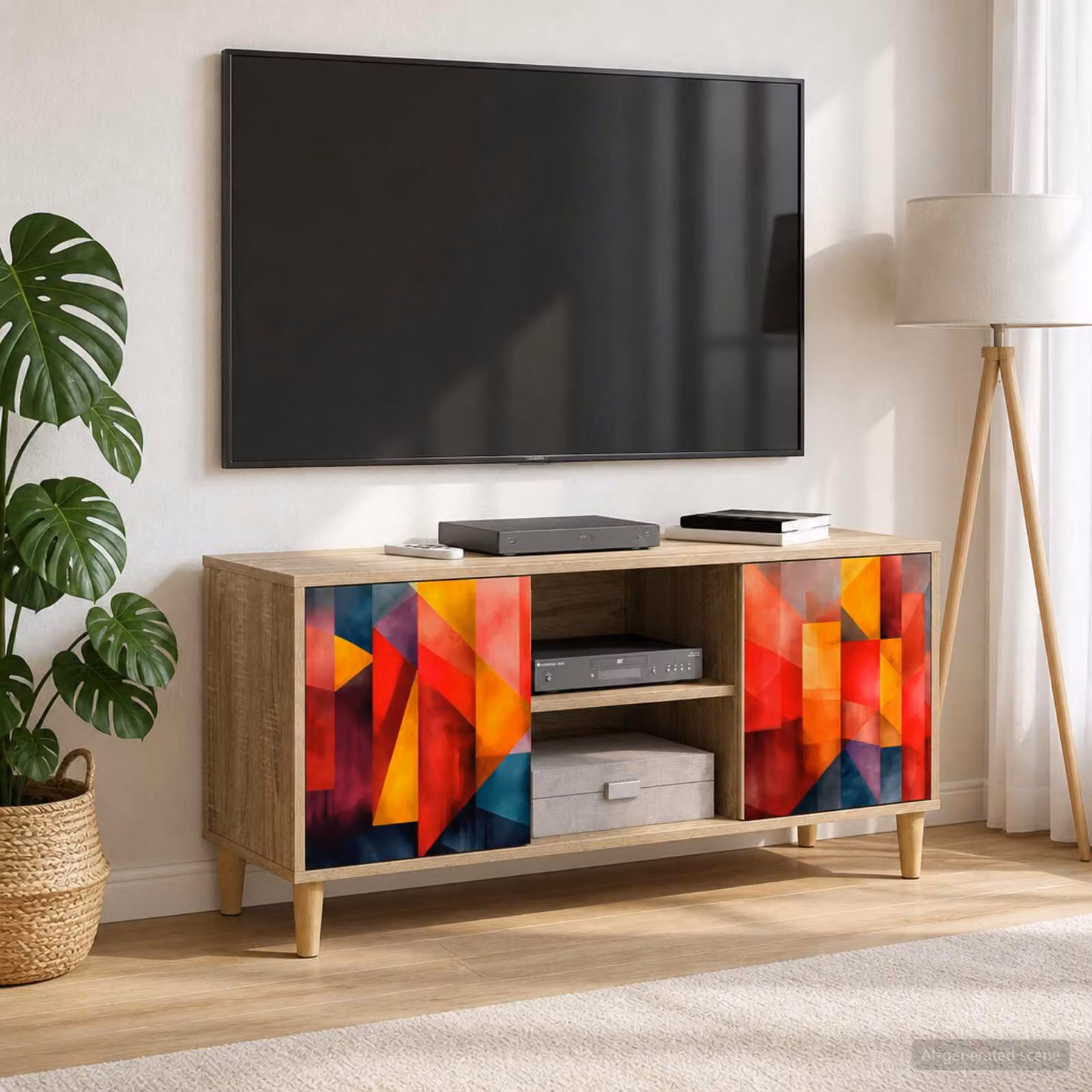 Mobile TV vidaXL HEESCH in legno ingegnerizzato color marrone e multicolore L 102 cm x P 33 cm x H 50 cm