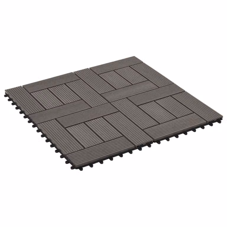 Set di 22 piastrelle per decking vidaXL in WPC marrone scuro, 30 x 30 cm