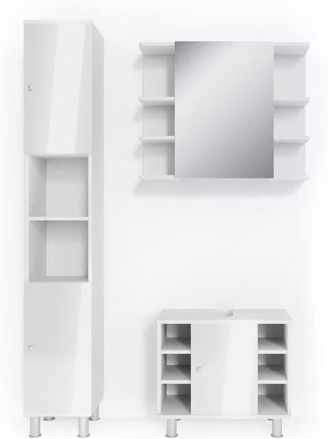 Set mobili bagno Fynn Bianco lucido 3 pezzi Vicco