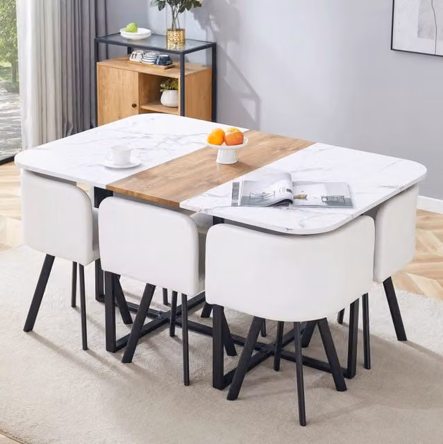 Set tavolo da pranzo allungabile con sedie, 4-6 posti