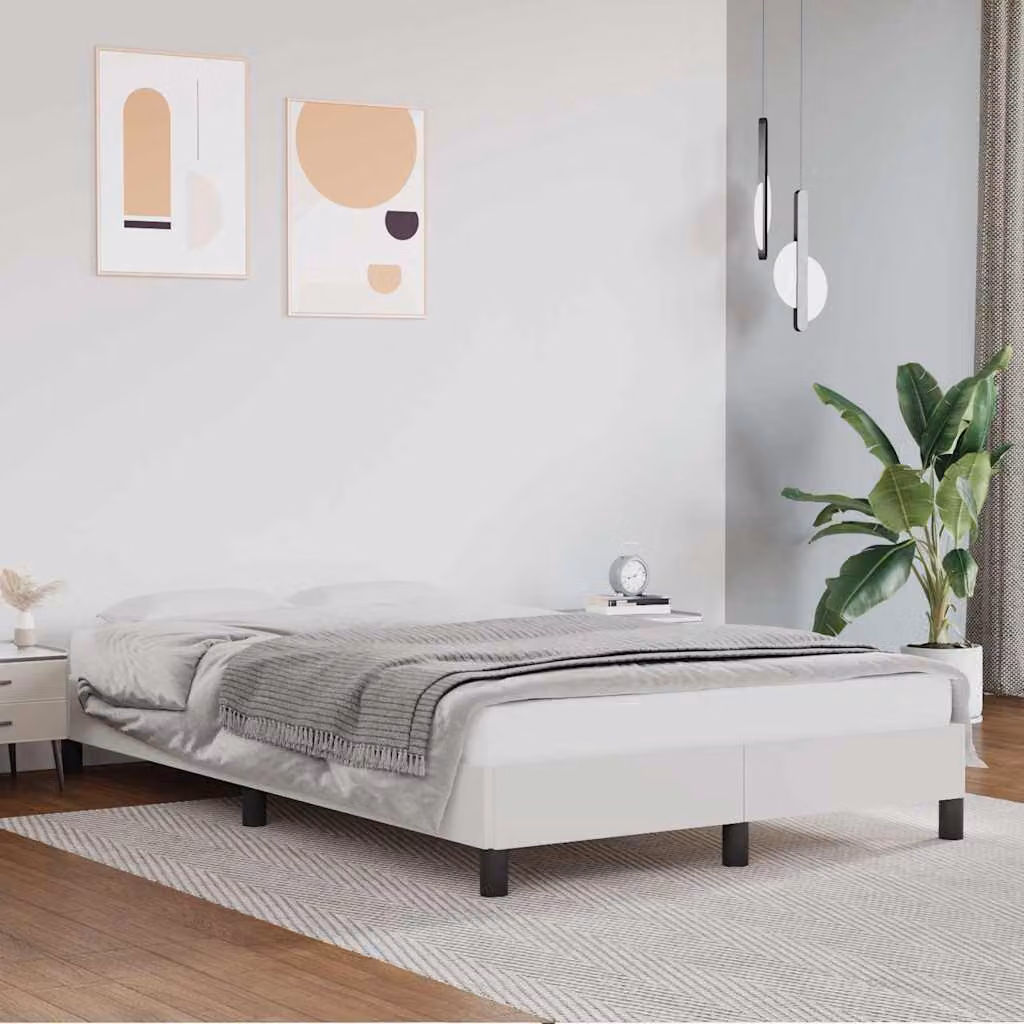vidaXL Giroletto imbottito in similpelle bianco L/P/H: 120 x 200 x 203 cm