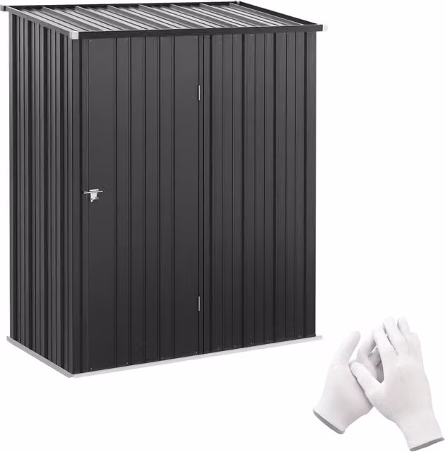 Casetta Porta Attrezzi Giardino ¨C Xylo ¨C Lamiera Acciaio con Serratura 161.5x94.5x196cm Nero