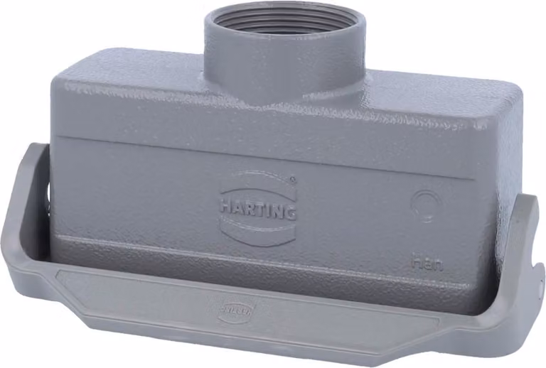 HARTING Han 24B Alloggiamento connettore basso, 1xPG29 uscita cavo diritta, con 1 staffa longitudinale Vite di fissaggio PG29 Area di serraggio
