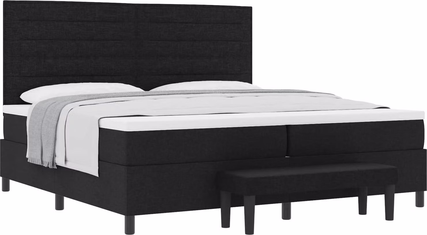 Letto a molle con materasso Nero 200 x 200 cm Tessuto