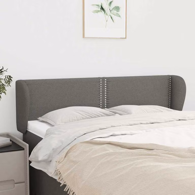 Testiera ad orecchio vidaXL in tessuto grigio per camera da letto, L: 147 cm, P: 23 cm, H: 78/88 cm