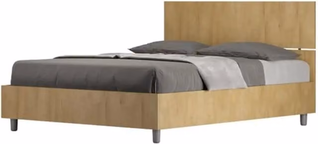 Letto matrimoniale francese contenitore 140x200 testata dritta quercia Demas