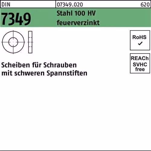 Dischi Reyher DIN 7349 St. 100 HV 25.0 tZn 073490200250000 (25 pezzi)