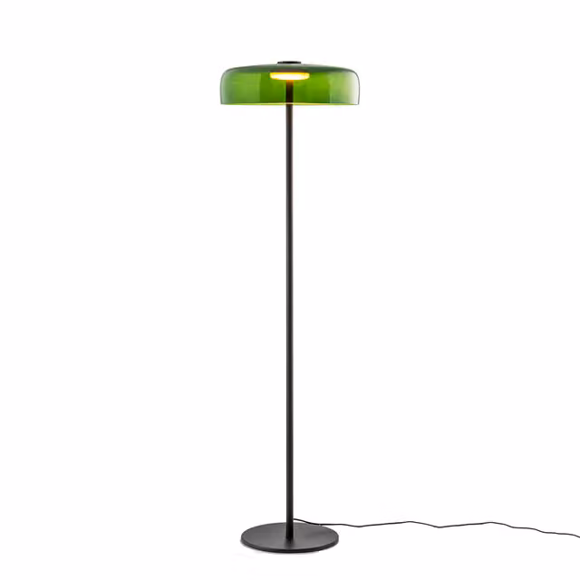 Piantana LED LedsC4 Levels verde con base in metallo e vetro, dimmabile, H: 145 cm