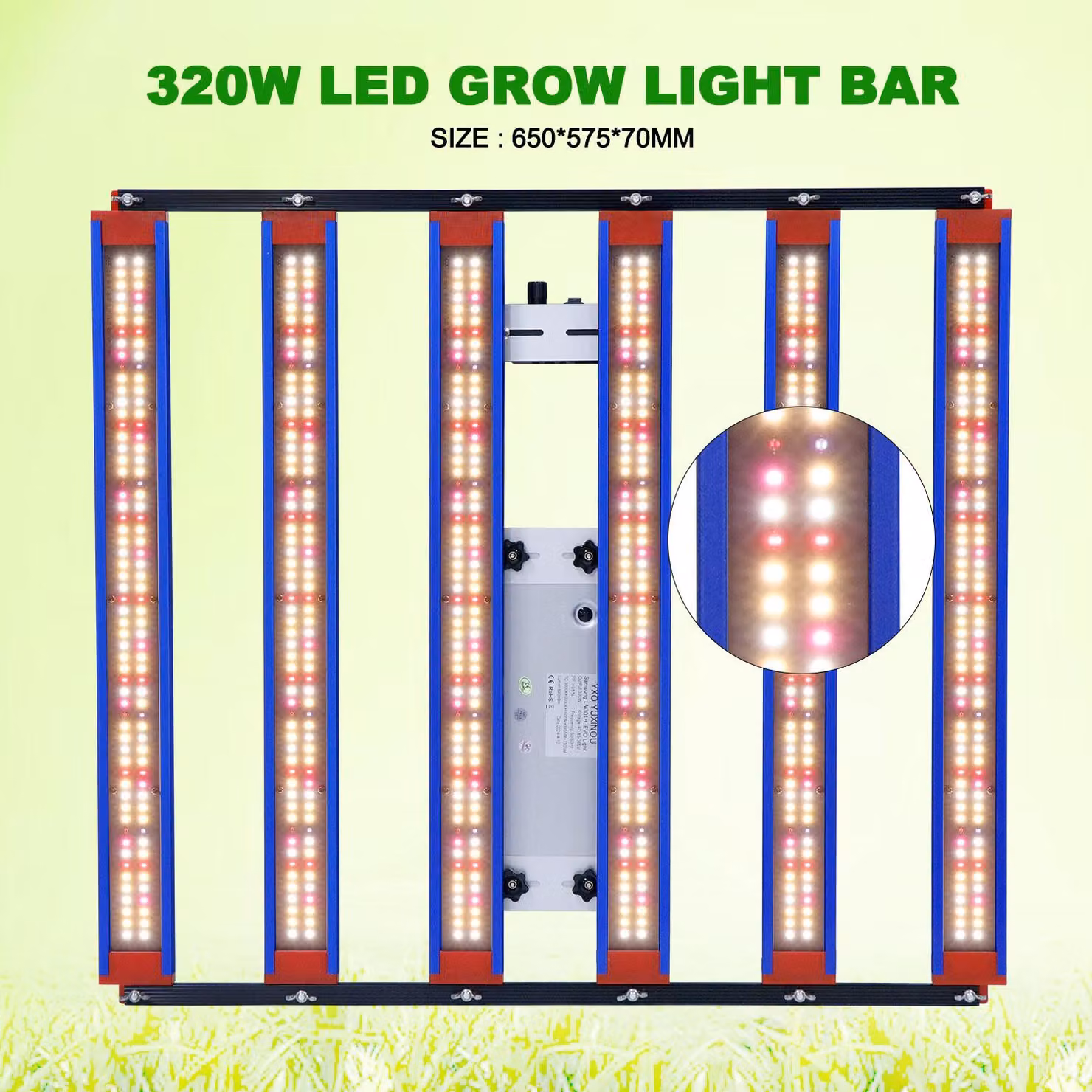 Lampada di coltivazione a LED, spettro completo - 320W - in alluminio - per ortaggi e fiori - con pratica manopola di regolazione dell'intensità