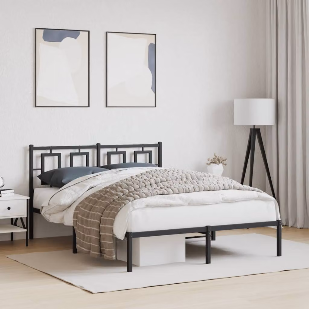 Giroletto vidaXL con testiera in metallo nero L/P/H: 140 x 190 x 91 cm