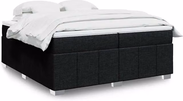 Letto Ibrido vidaXL con Giroletto a Molle e Materasso in Tessuto Nero e Bianco L/P: 200 x 200 cm