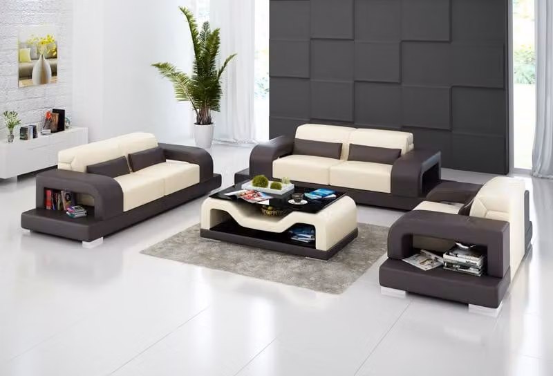 Ledersofa Couch Wohnlandschaft 3+2+1 Sitzer Garnitur Design Modern Sofa mit USB