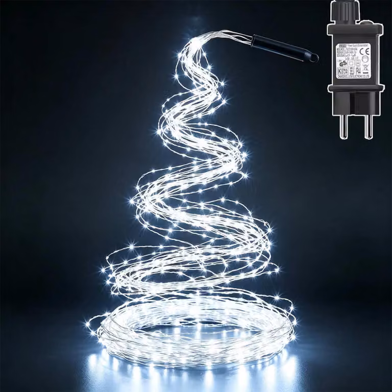 Tenda luminosa, 2 metri, 400 LED, timer, 8 modalità, luce bianca fredda
