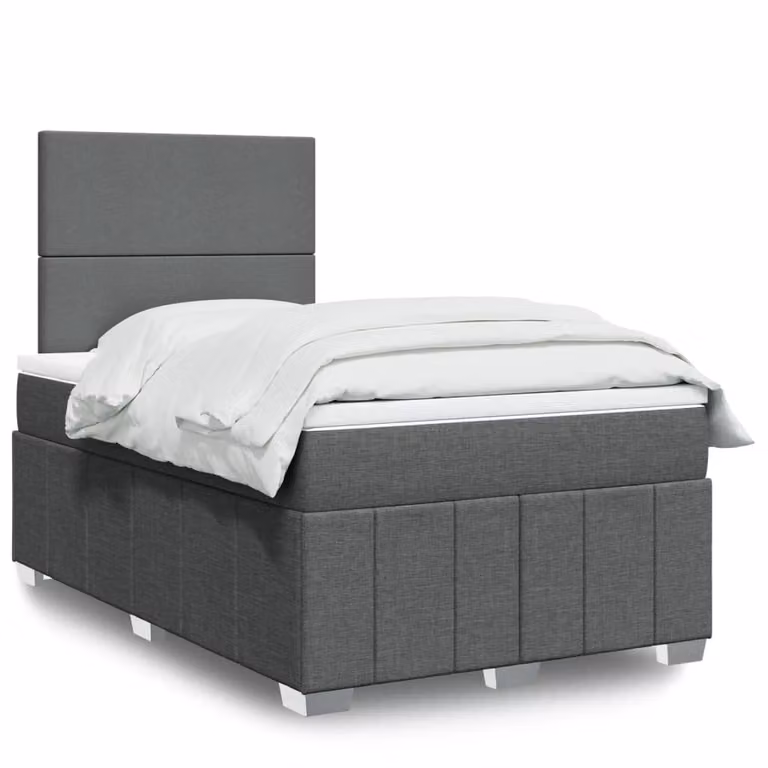 Letto Ibrido vidaXL con Materasso a Molle Insacchettate in Legno di Pino e Tessuto Grigio e Bianco L/P/H: 120 x 200 cm
