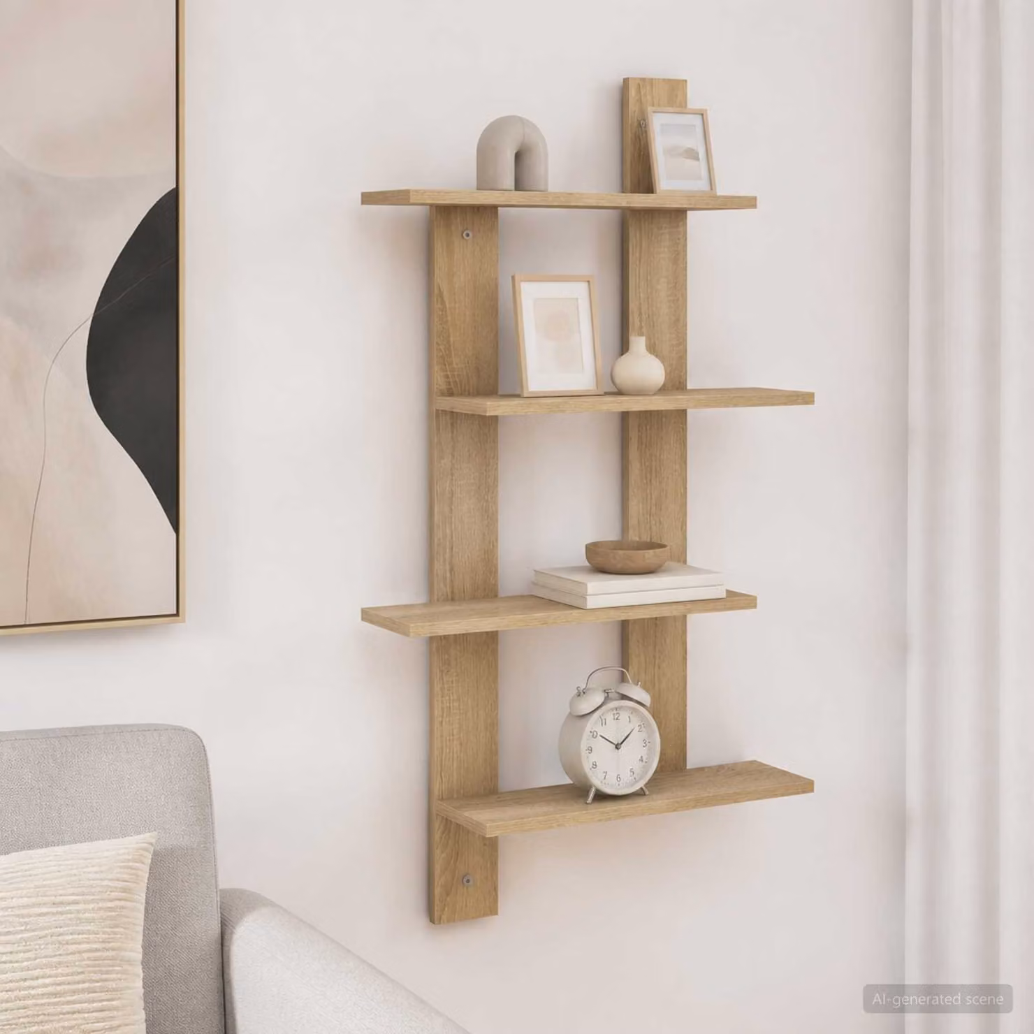 Scaffale da parete moderno vidaXL in Rovere Sonoma, L: 61 cm, P: 13,5 cm, H: 105 cm