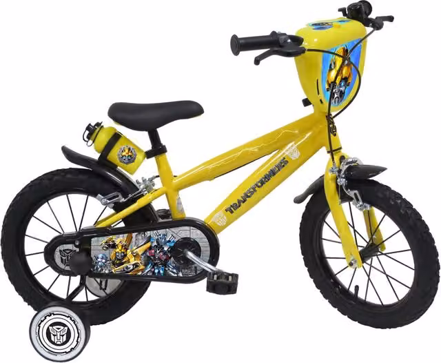 Bicicletta per bambini Transformers da 14 pollici con freni caliper e stabilizzatori in acciaio Hi-Ten, colore giallo – 1