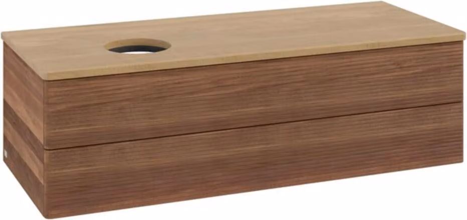 Mobiletto V&B con struttura frontale, con illuminazione Antao 120x36x50cm, colore WBP hon. Oa, w. wal